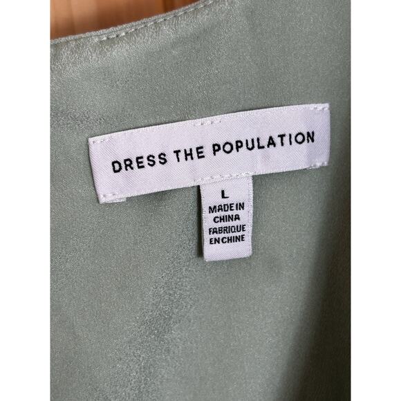 Dress the Population Charlene Ruffle Gown Dress Sage Green Large Wedding - Picture 7 of 13